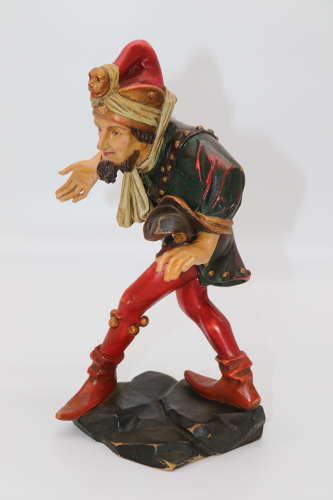 Pair of Black Forest polychrome painted jesters made from lime wood