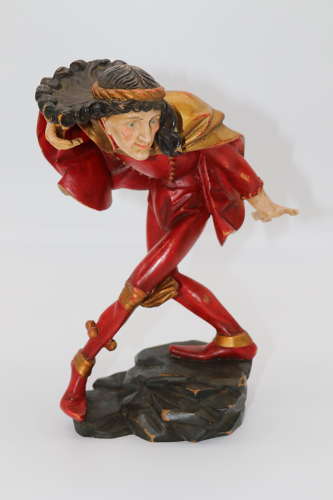 Pair of Black Forest polychrome painted jesters made from lime wood