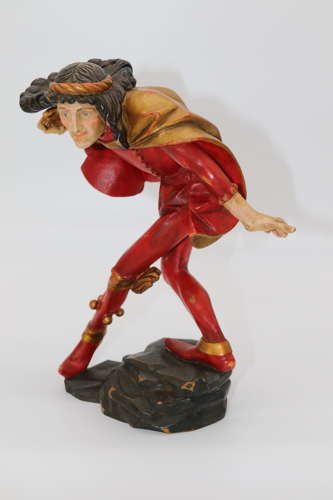 Pair of Black Forest polychrome painted jesters made from lime wood