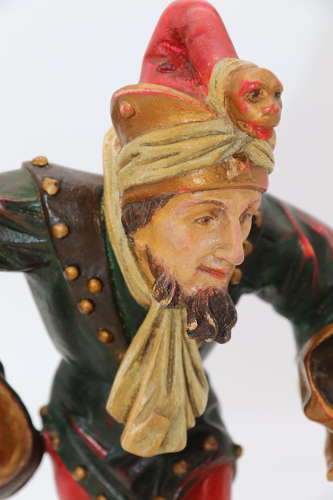 Pair of Black Forest polychrome painted jesters made from lime wood