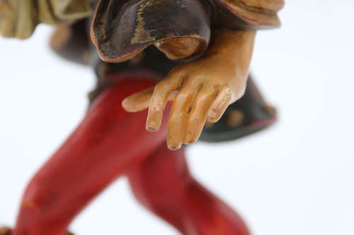 Pair of Black Forest polychrome painted jesters made from lime wood