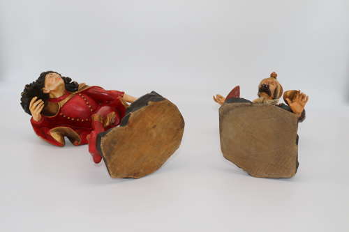 Pair of Black Forest polychrome painted jesters made from lime wood