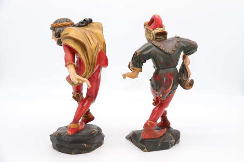 Pair of Black Forest polychrome painted jesters made from lime wood