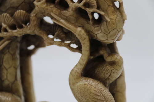 Chinese 19th C carved Soapstone figure group, circa 1900
