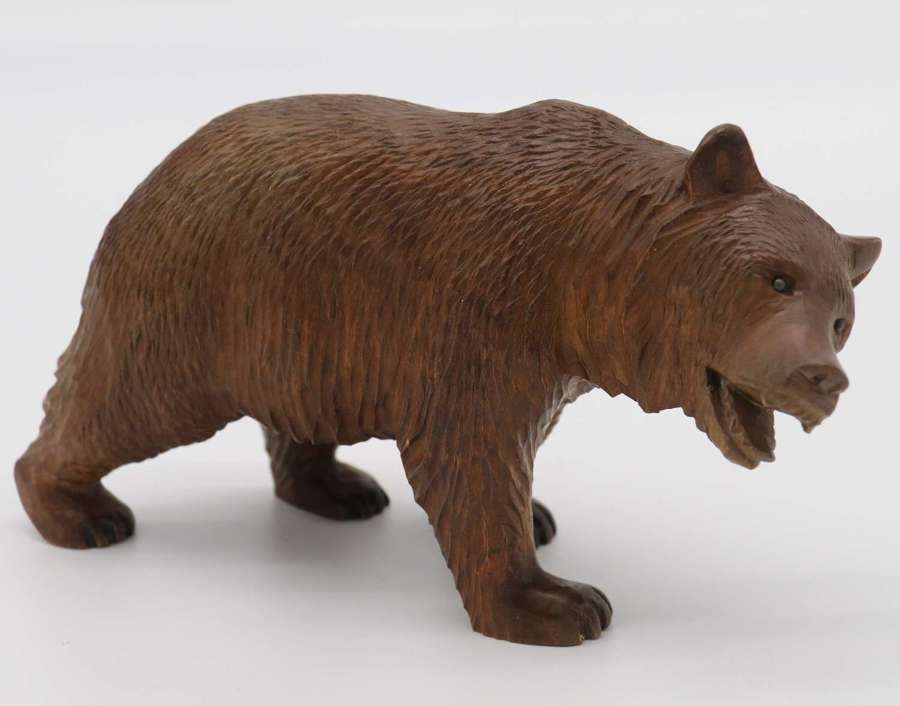 Swiss Black Forest hand carved bear made from limewood circa 1900