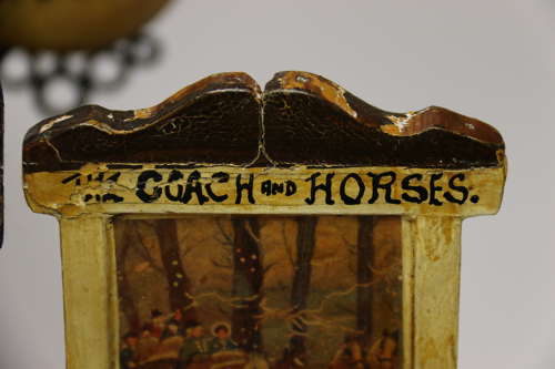Folk art hotel post box in the form of a half timbered inn, circa 1930