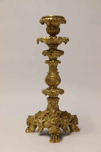 An exquisite pair of early 19th C French ormolu candlesticks C 1830