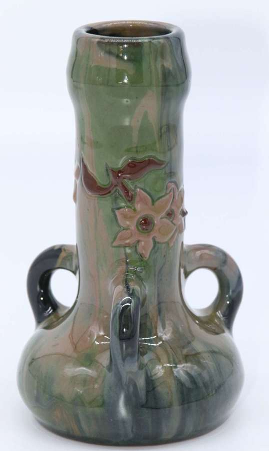 Sir Edmund Harry Elton sunflower studio pottery vase, circa 1890