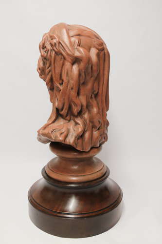 A large French terracotta bust of a beautiful medieval maiden, C 1910