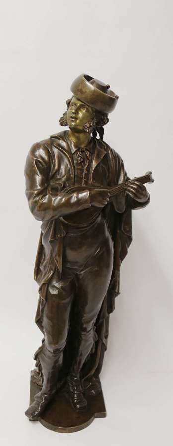 French sculpture of a 19th C Spanish musician by Justo de Gandarias