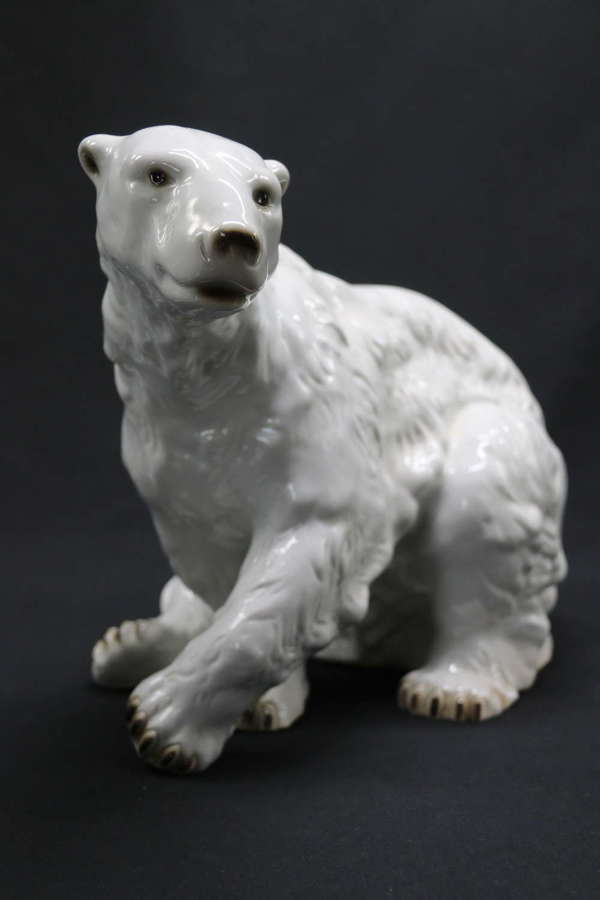 A large Royal Dux porcelain figure of a polar bear, circa 1950