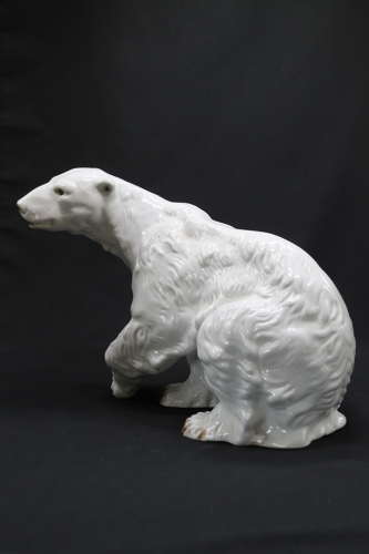 A large Royal Dux porcelain figure of a polar bear, circa 1950