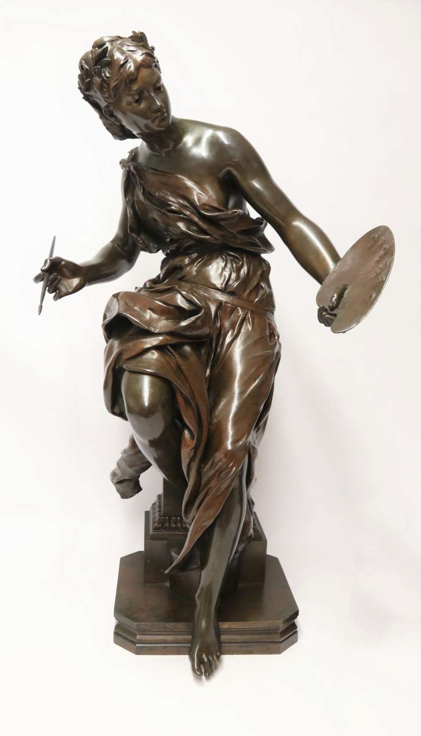 19th century large classical bronze study of a female artist C1890
