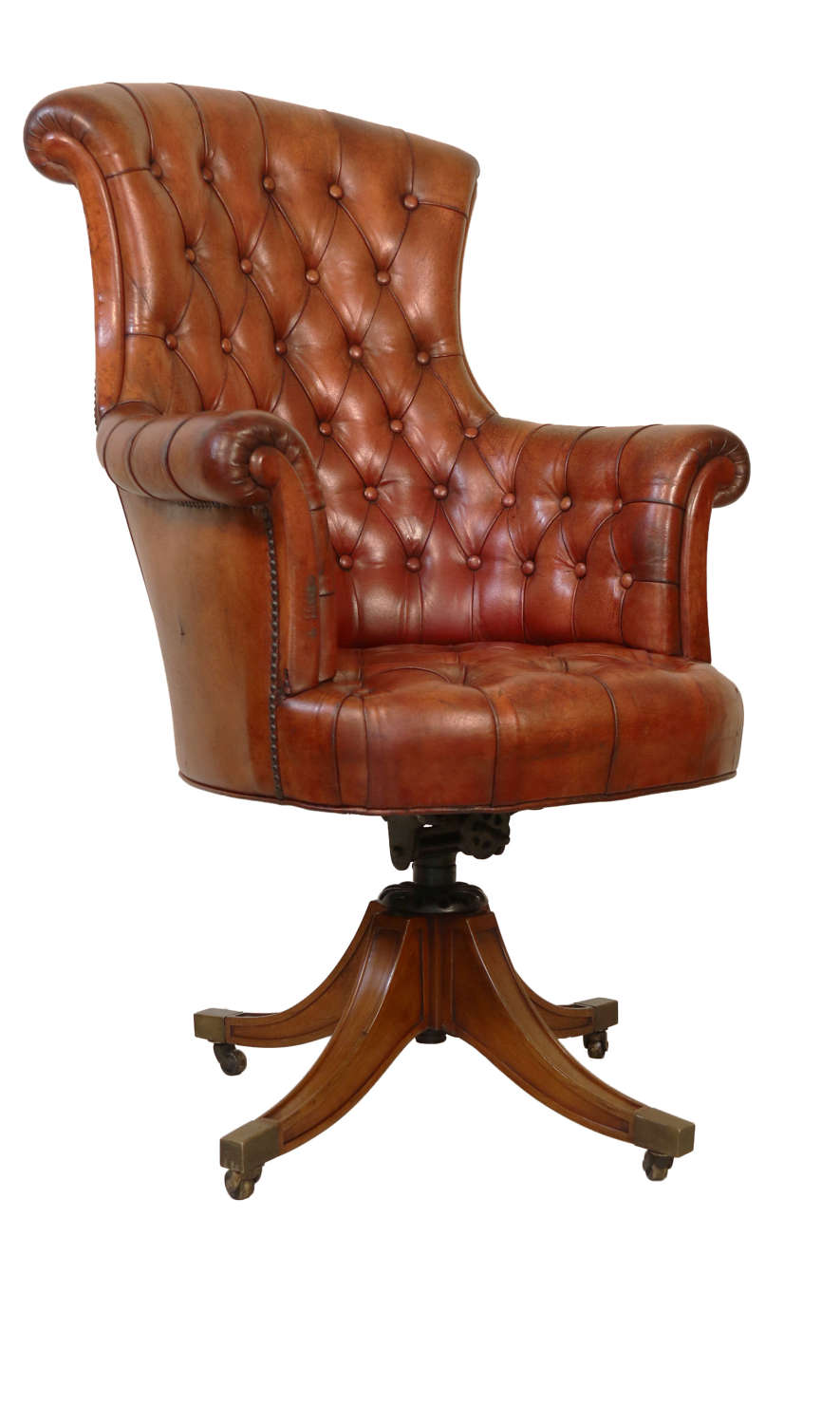 Early 20th century leather upholstered fully adjustable desk chair