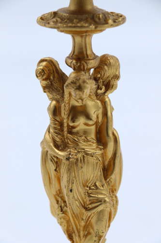 A pair of 19th century classical gilt bronze candlesticks circa 1860