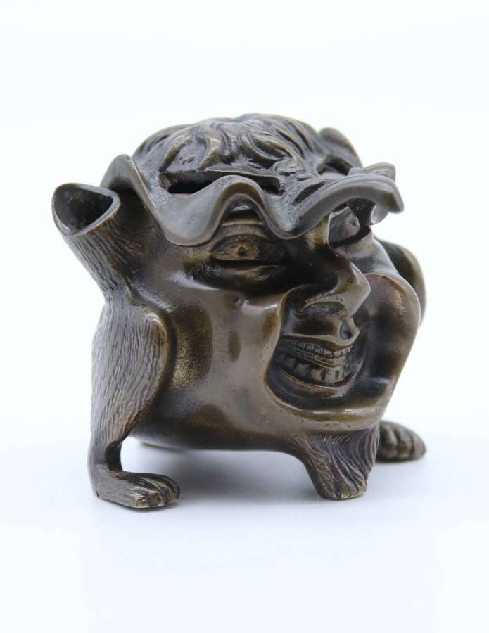 Early 20th century bronze inkwell in the form of a grotesque creature