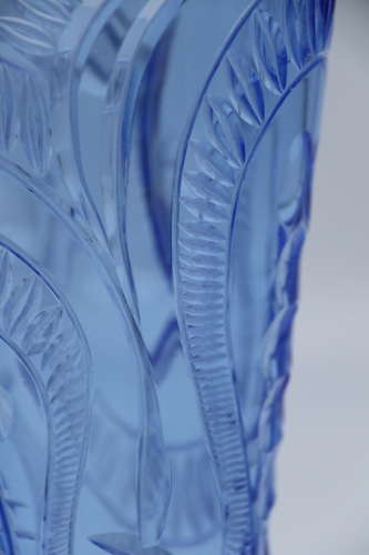 Art Deco sapphire blue cut glass vase, circa 1930