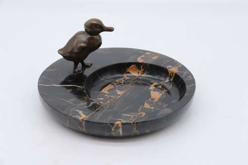 1930s French marble and bronze mounted bowl or desk tidy