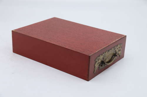 19th century Japanese red lacquer & bronze collectors cabinet C1880