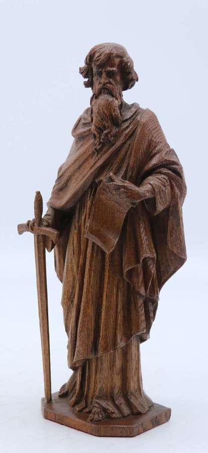 A 19th century carved oak study of St. Paul The Apostle, English C1860