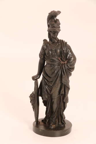 A pair of  bronze 19th C Grand Tour figures of Athena and Zeus C 1860