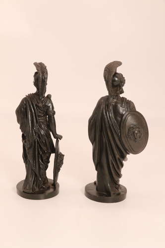 A pair of  bronze 19th C Grand Tour figures of Athena and Zeus C 1860