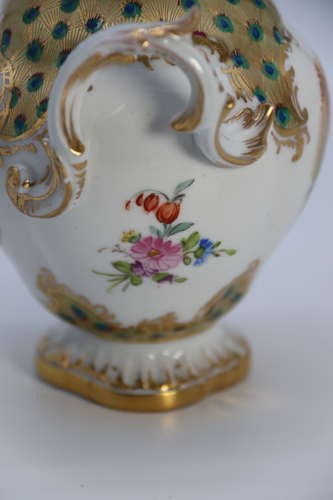 A Dresden hand painted Rococo revival vase circa 1900, German