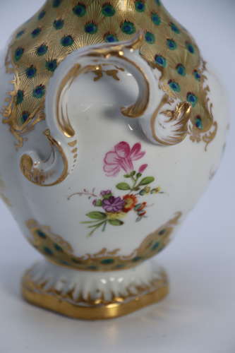 A Dresden hand painted Rococo revival vase circa 1900, German