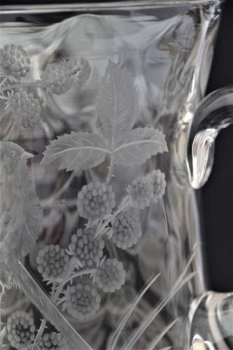 19th C English Stourbridge hand engraved jug attributed to W. Fritsche