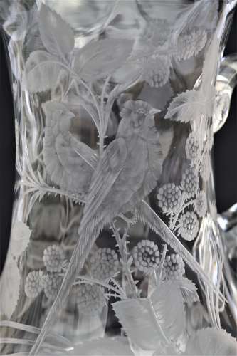 19th C English Stourbridge hand engraved jug attributed to W. Fritsche