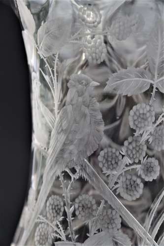 19th C English Stourbridge hand engraved jug attributed to W. Fritsche