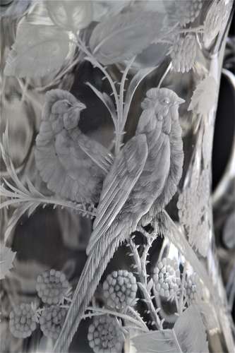 19th C English Stourbridge hand engraved jug attributed to W. Fritsche