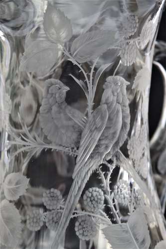 19th C English Stourbridge hand engraved jug attributed to W. Fritsche