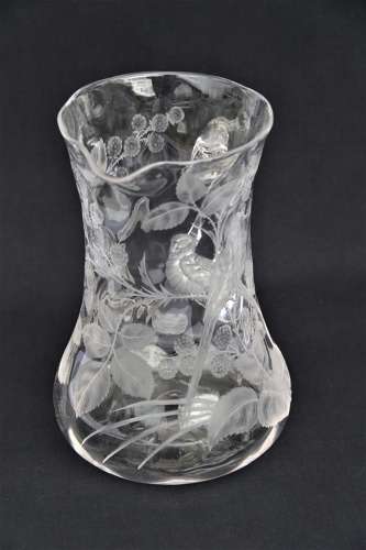 19th C English Stourbridge hand engraved jug attributed to W. Fritsche