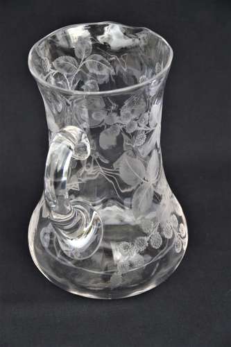 19th C English Stourbridge hand engraved jug attributed to W. Fritsche