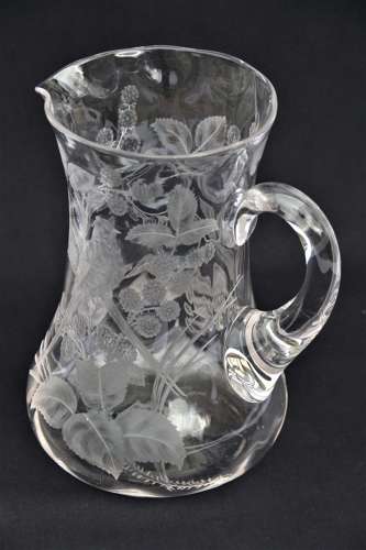 19th C English Stourbridge hand engraved jug attributed to W. Fritsche