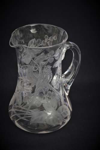 19th C English Stourbridge hand engraved jug attributed to W. Fritsche