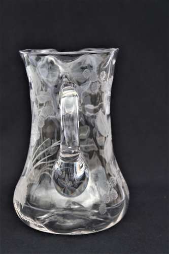 19th C English Stourbridge hand engraved jug attributed to W. Fritsche
