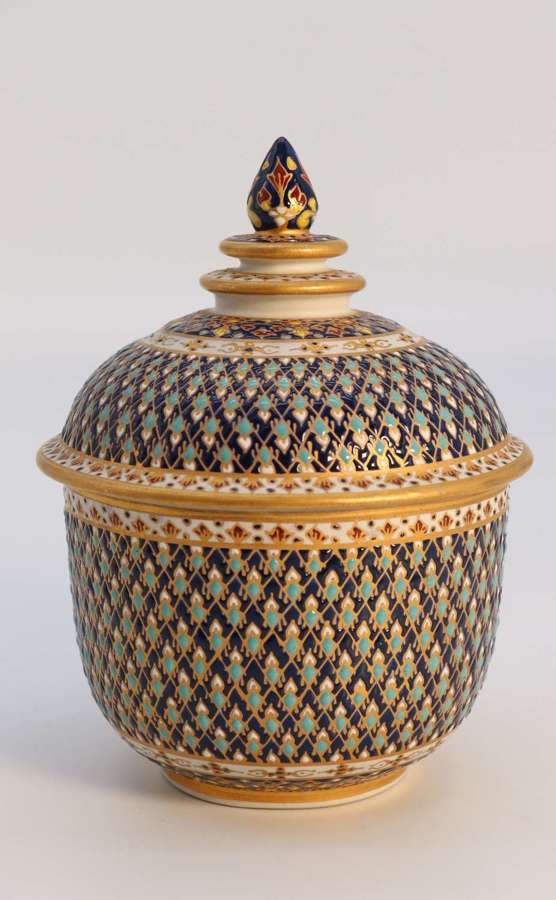 An  Asian Siam pottery gilt and enamelled lidded jar circa 1920