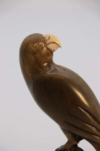 19th century pair of parrots carved from buffalo horn, Indian C 1890