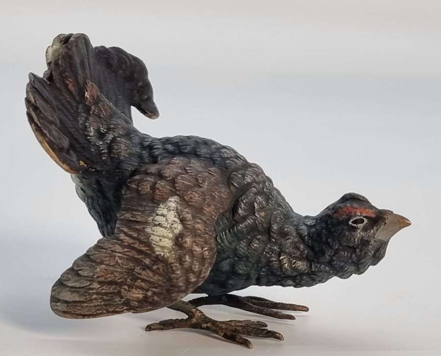 Late 19th century Vienna cold painted bronze study of a capercaillie