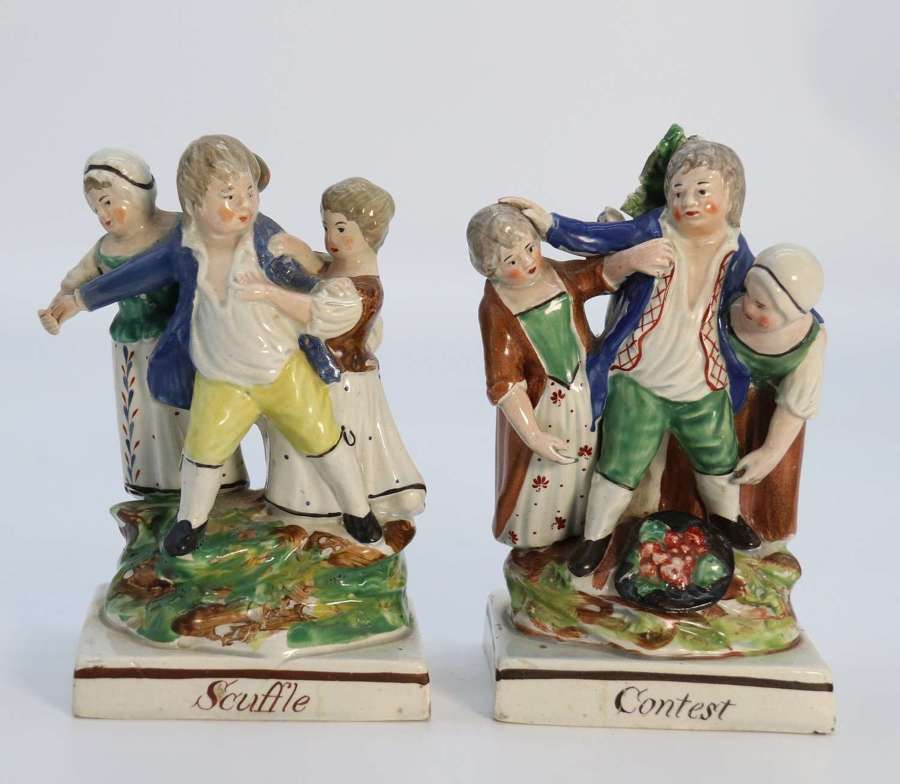 A rare pair of late 18th century English Staffordshire figures,C 1790