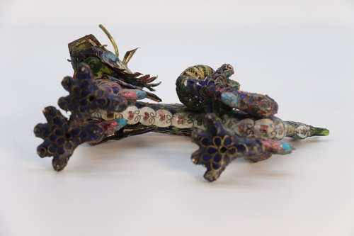 Early 20th century Chinese cloisonne sculpture of a dragon with pearl