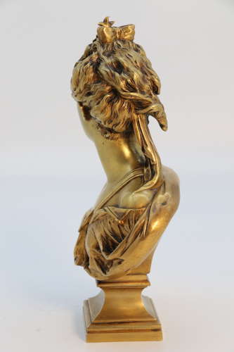 A 19th century gilt bronze bust of Diana the Huntress after J A Houdon