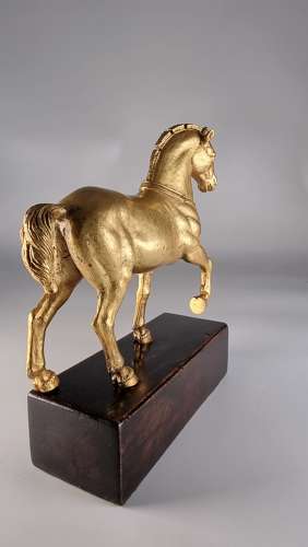 A pair of Grand Tour gilt bronze horses of St.Mark Venice, circa 1900