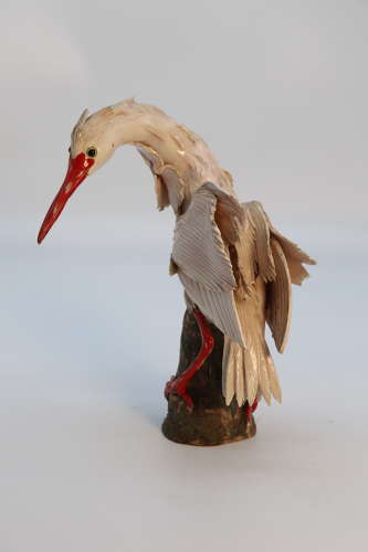 A pair if 19th century Meiji period hand made Japanese pottery storks