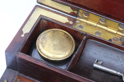 English 19th century rosewood campaign writing box circa 1825