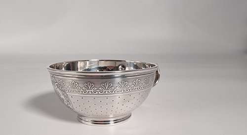 An antique French silver tea or coffee cup and saucer circa 1860
