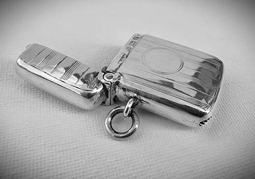 An English hallmarked silver Vesta case by W H Haseler 1920/21