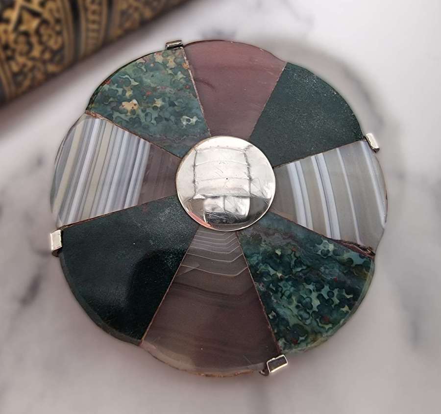 A Victorian Scottish silver and agate specimen brooch circa 1890